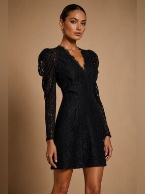 wayf selene ruched long sleeve dress WAYF Women's Selene Ruched Long Sleeve Dress - Black
